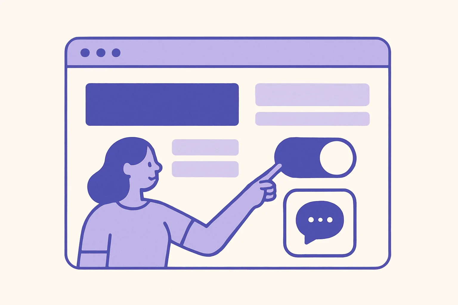 An intuitive, code-free dashboard showing a toggle switch to activate a website chatbot